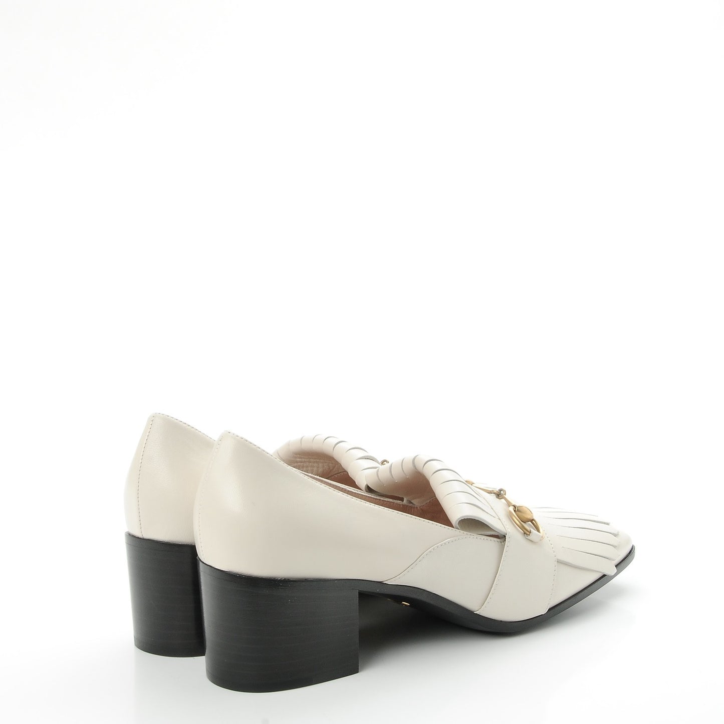 Malaga Kid Polly Kiltie Fringe 55mm Loafer Pumps 40 Mystic White