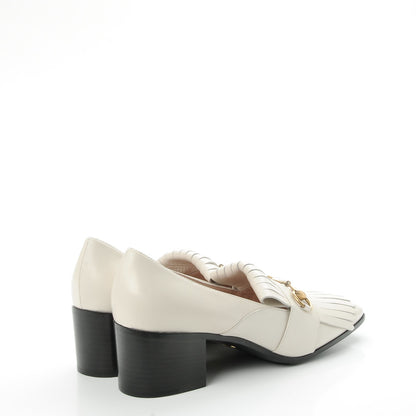 Gucci Malaga Kid Polly Kiltie Fringe 55mm Loafer Pumps 40 Mystic White 4 of 9