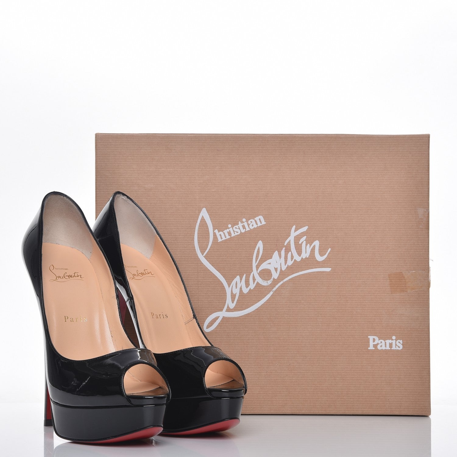 Christian Louboutin Patent Lady Peep 150 Pumps 39 Black 11 of 11
