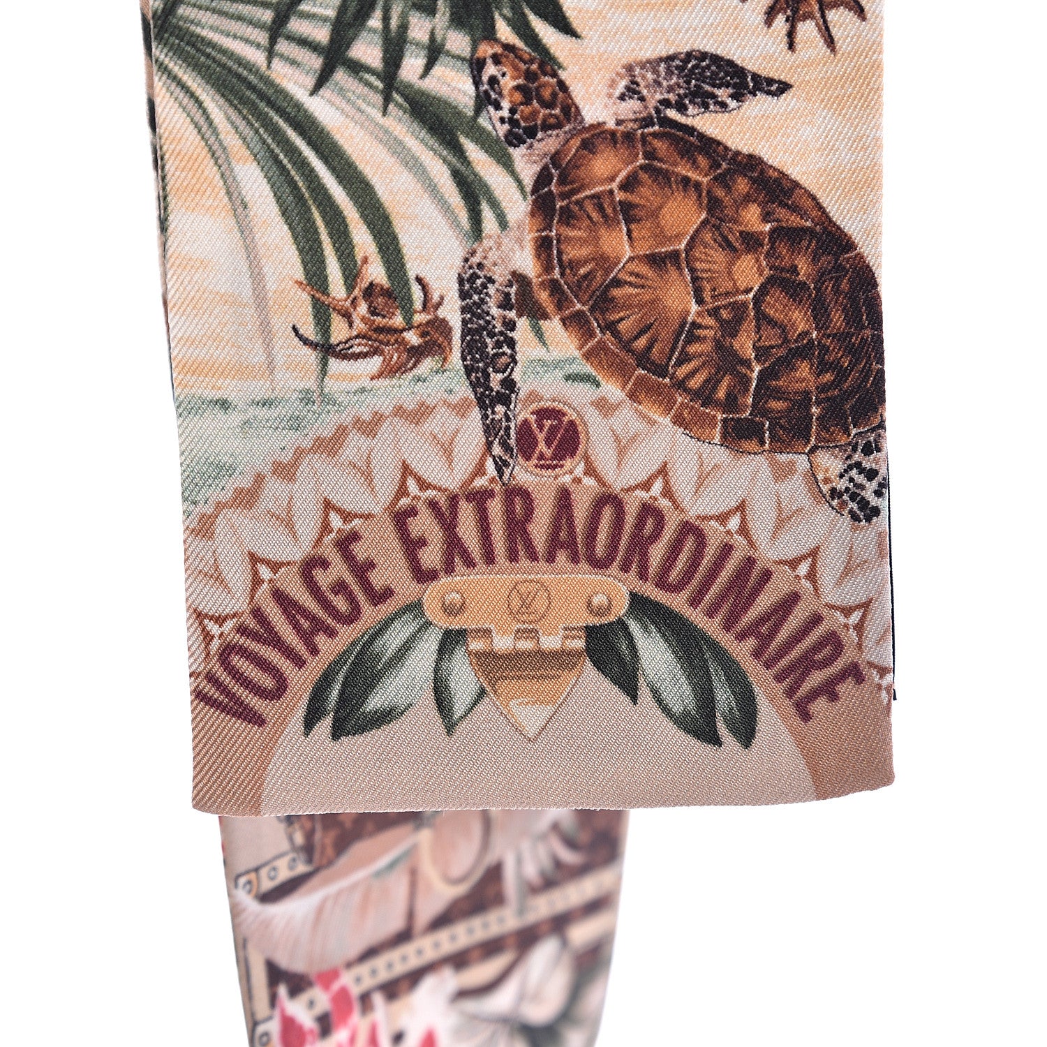 Louis Vuitton Silk Voyage Extraordinaire Bandeau Scarf Beige 3 of 3