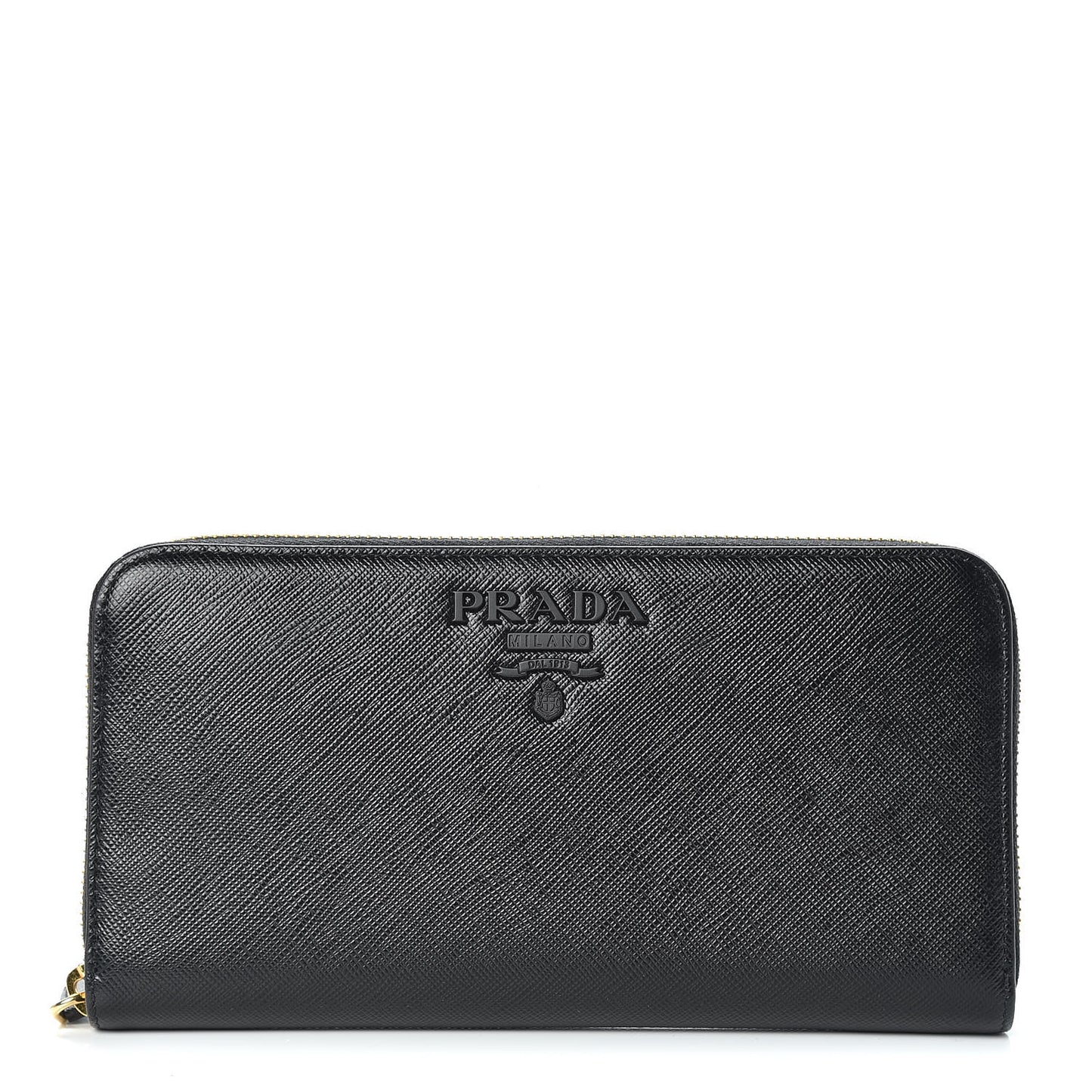 Saffiano Shine Monochrome Zip Around Wallet Black
