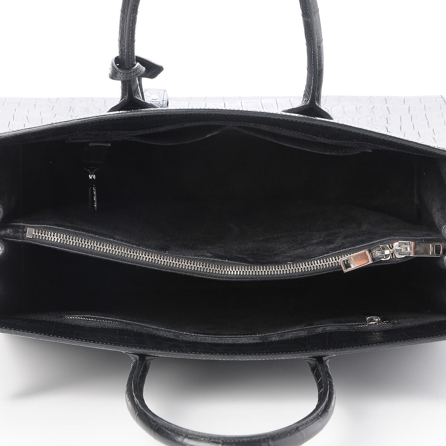 Calfskin Crocodile Embossed Large Sac De Jour Carryall Black