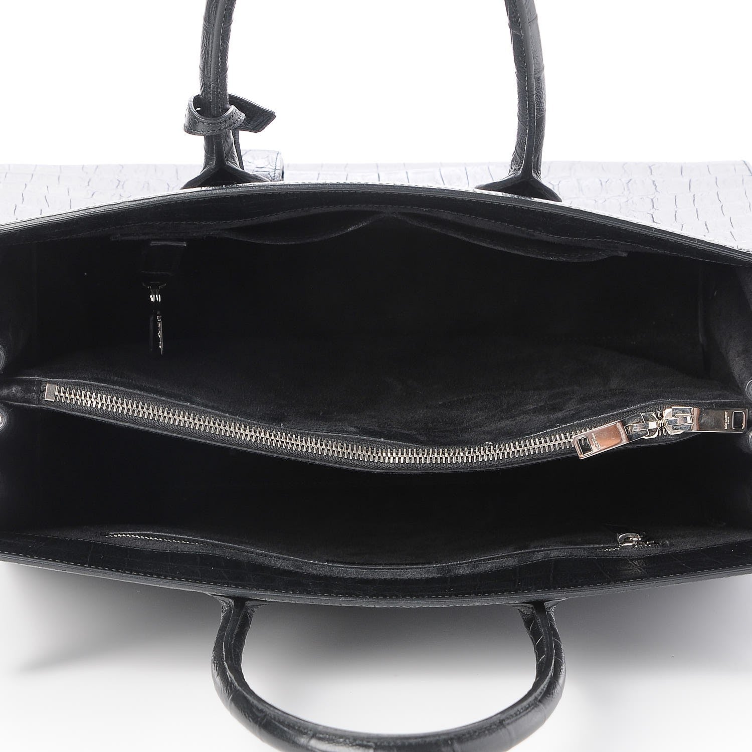 Saint Laurent Calfskin Crocodile Embossed Large Sac De Jour Carryall Black 5 of 7