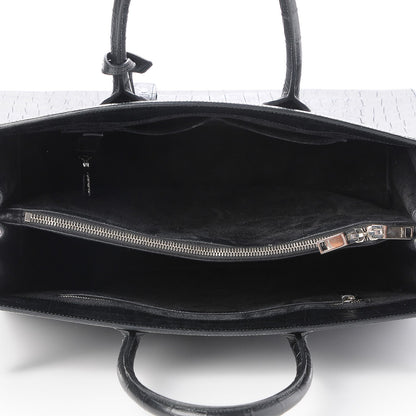 Saint Laurent Calfskin Crocodile Embossed Large Sac De Jour Carryall Black 5 of 7