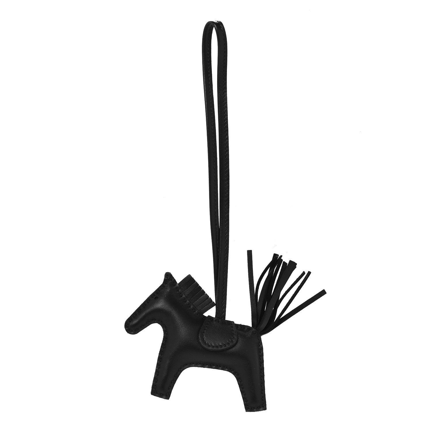 Hermes Milo Lambskin Grigri Rodeo Horse Bag Charm PM So Black 1 of 4