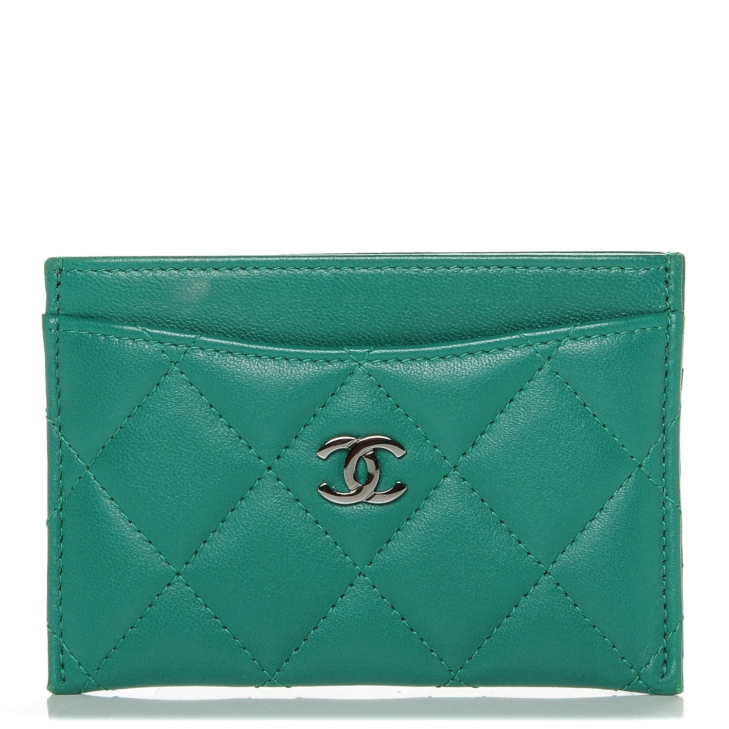 Chanel Lambskin Quilted Card Holder Green 1 of 9