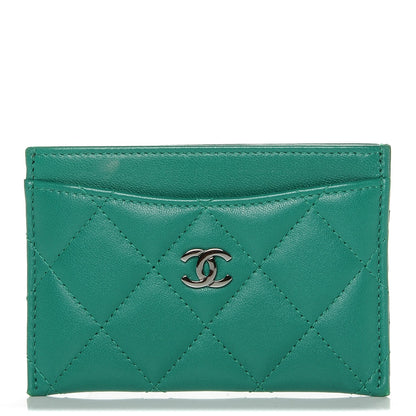 Chanel Lambskin Quilted Card Holder Green 1 of 9