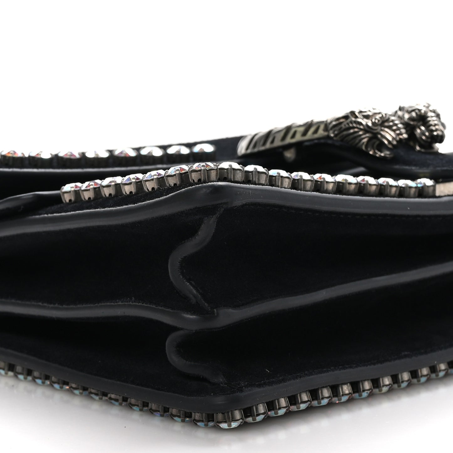 Suede Crystal Small Dionysus Shoulder Bag Black