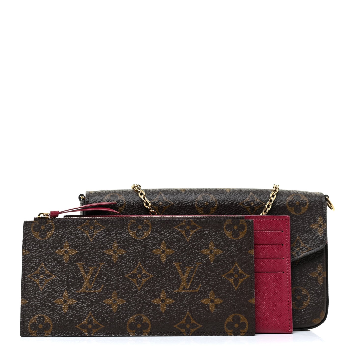 Monogram Pochette Felicie Chain Wallet Fuchsia