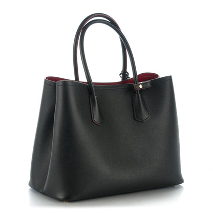 Prada Saffiano Cuir Large Double Bag Black Fuoco 4 of 8