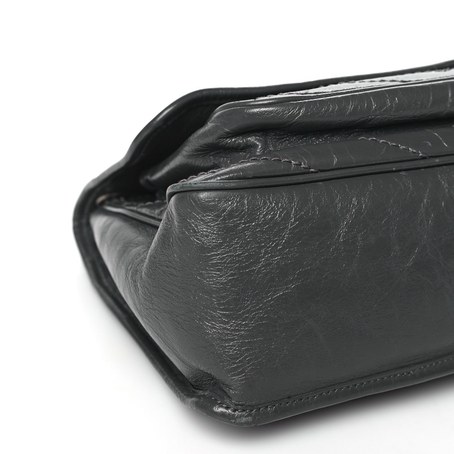 Saint Laurent Crinkled Calfskin Matelasse Monogram Medium Niki Chain Satchel Storm 9 of 10