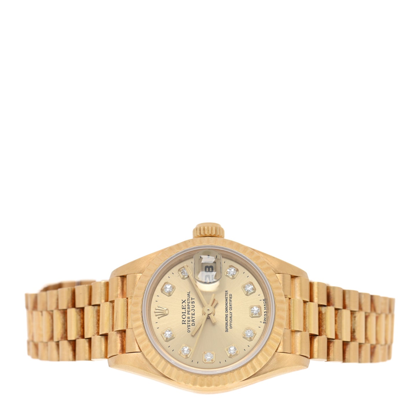 18K Yellow Gold Diamond 26mm Datejust President Watch Champagne 69178