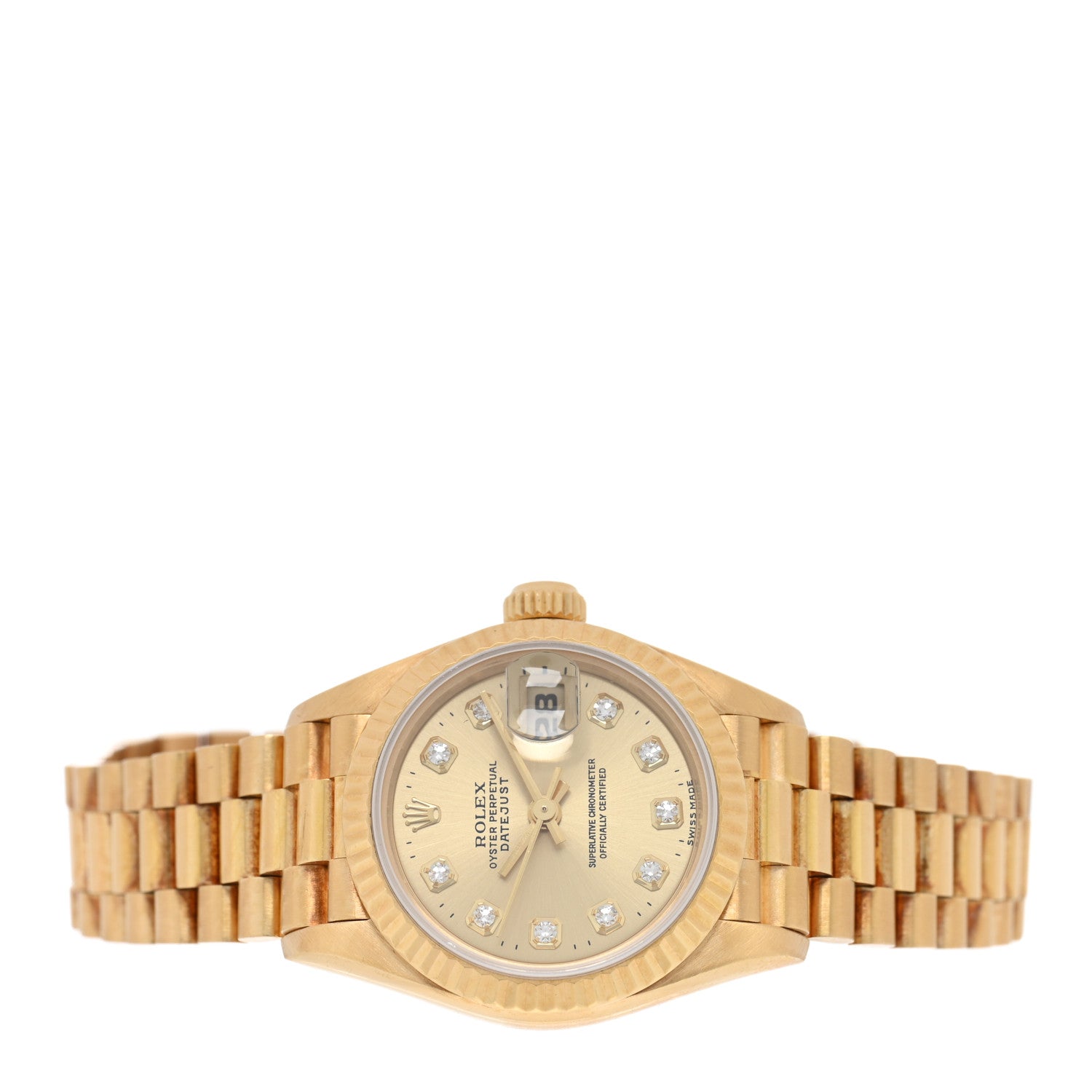 Rolex 18K Yellow Gold Diamond 26mm Datejust President Watch Champagne 69178 2 of 4