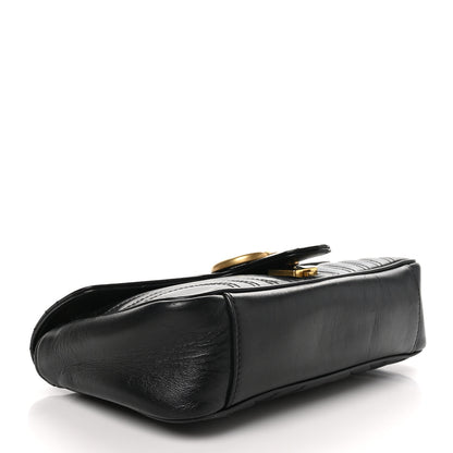 Gucci Calfskin Matelasse Small GG Marmont Shoulder Bag Black 4 of 10
