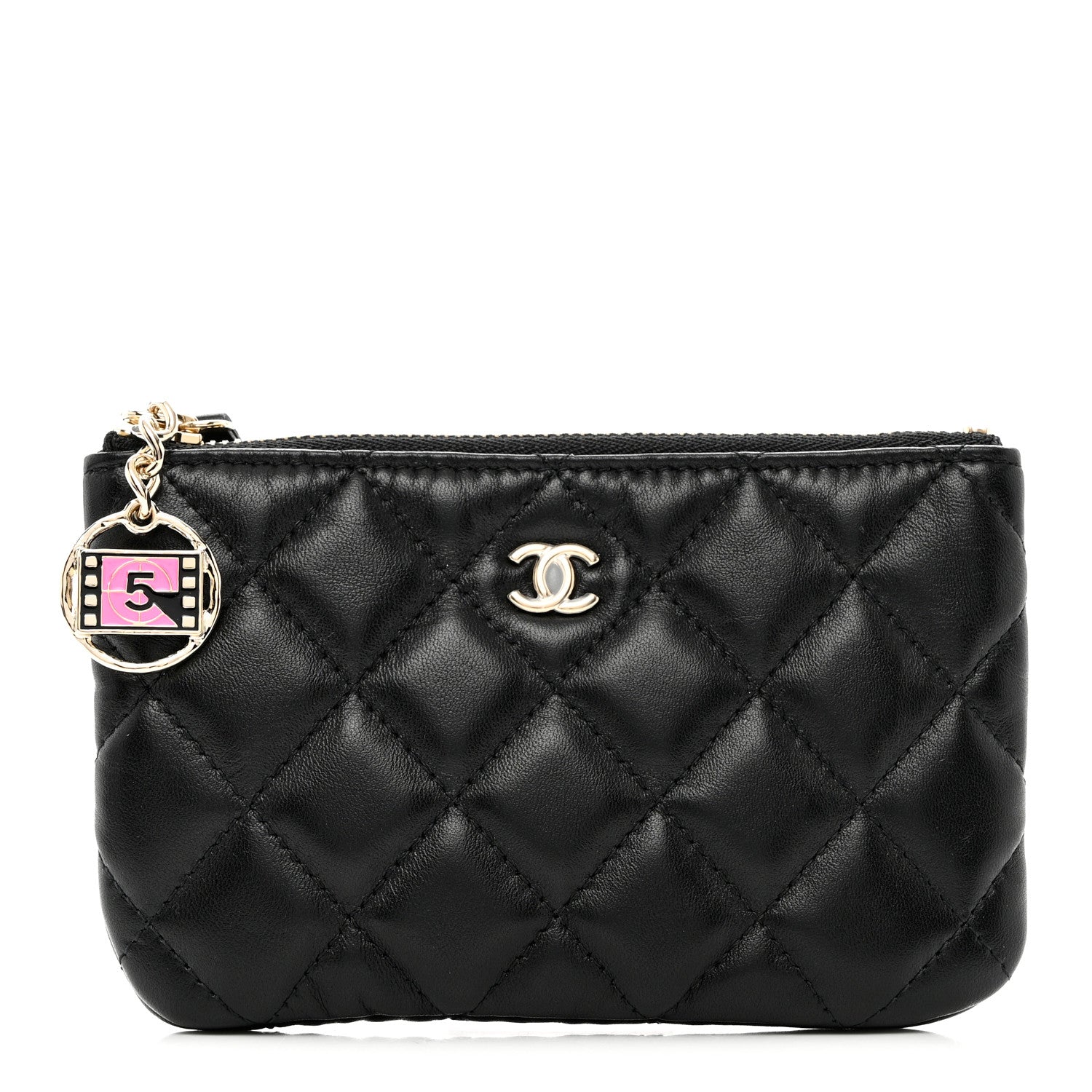 Chanel Lambskin Quilted Small No. 5 Cosmetic Case Black 1 of 8