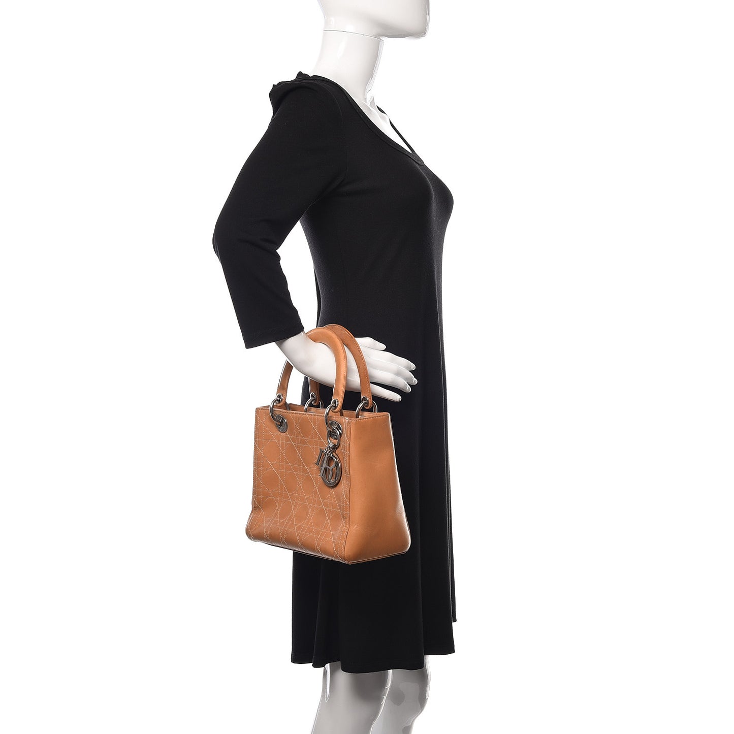 Calfskin Cannage Medium Lady Dior Camel
