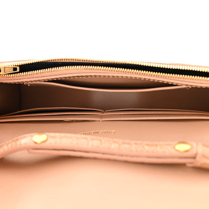 Balenciaga Shiny Calfskin Crocodile Embossed Hourglass Chain Bag Nude Beige 5 of 10