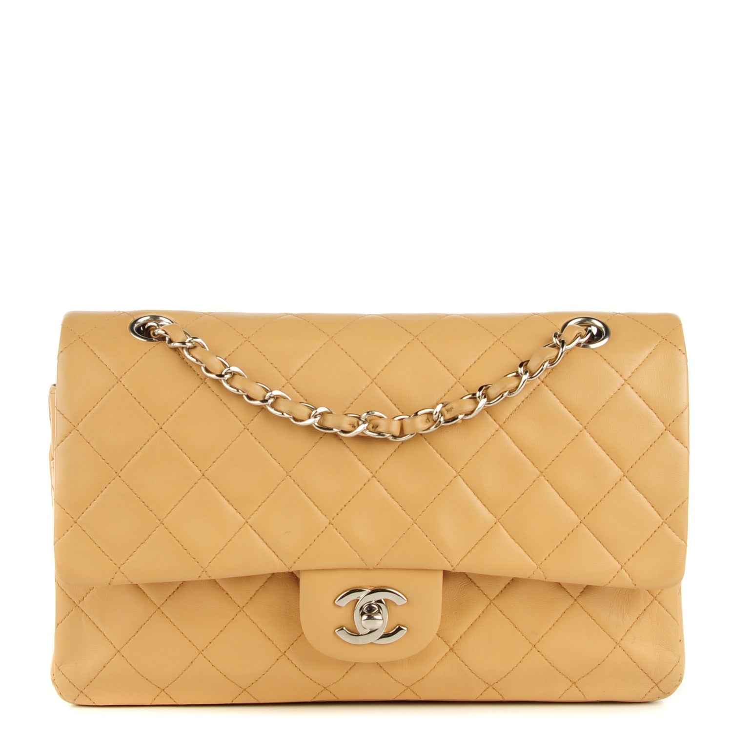 Chanel Lambskin Quilted Medium Double Flap Beige 1 of 12