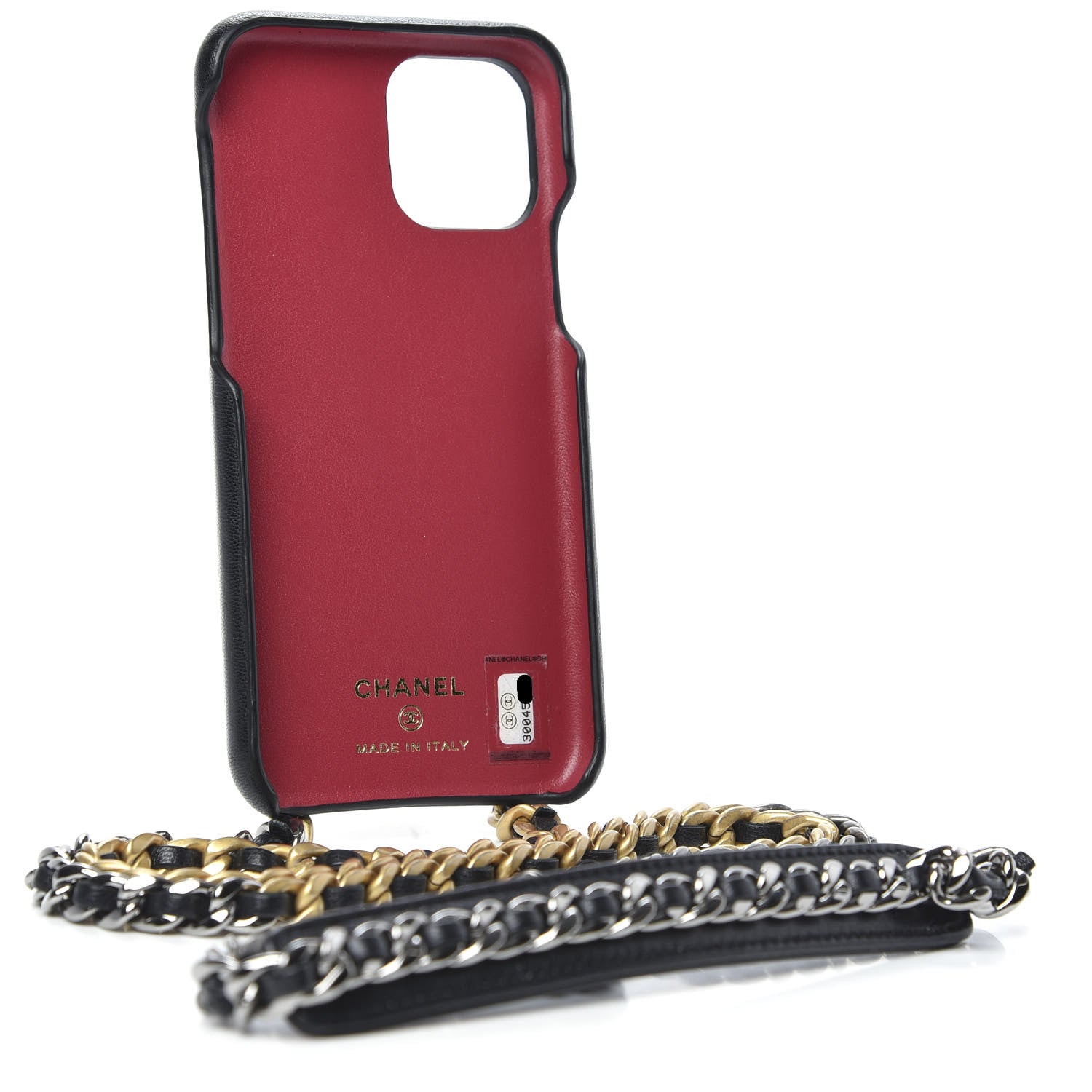 Chanel Shiny Goatskin Quilted 19 iPhone XI Pro Holder With Chain Black 3 of 7