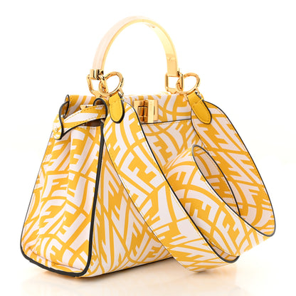 Fendi X SARAH COLEMAN Vitello Liberty Shiny Nappa Plexiglass FF Vertigo Mini Peekaboo Iconic Satchel Mimosa White 3 of 11