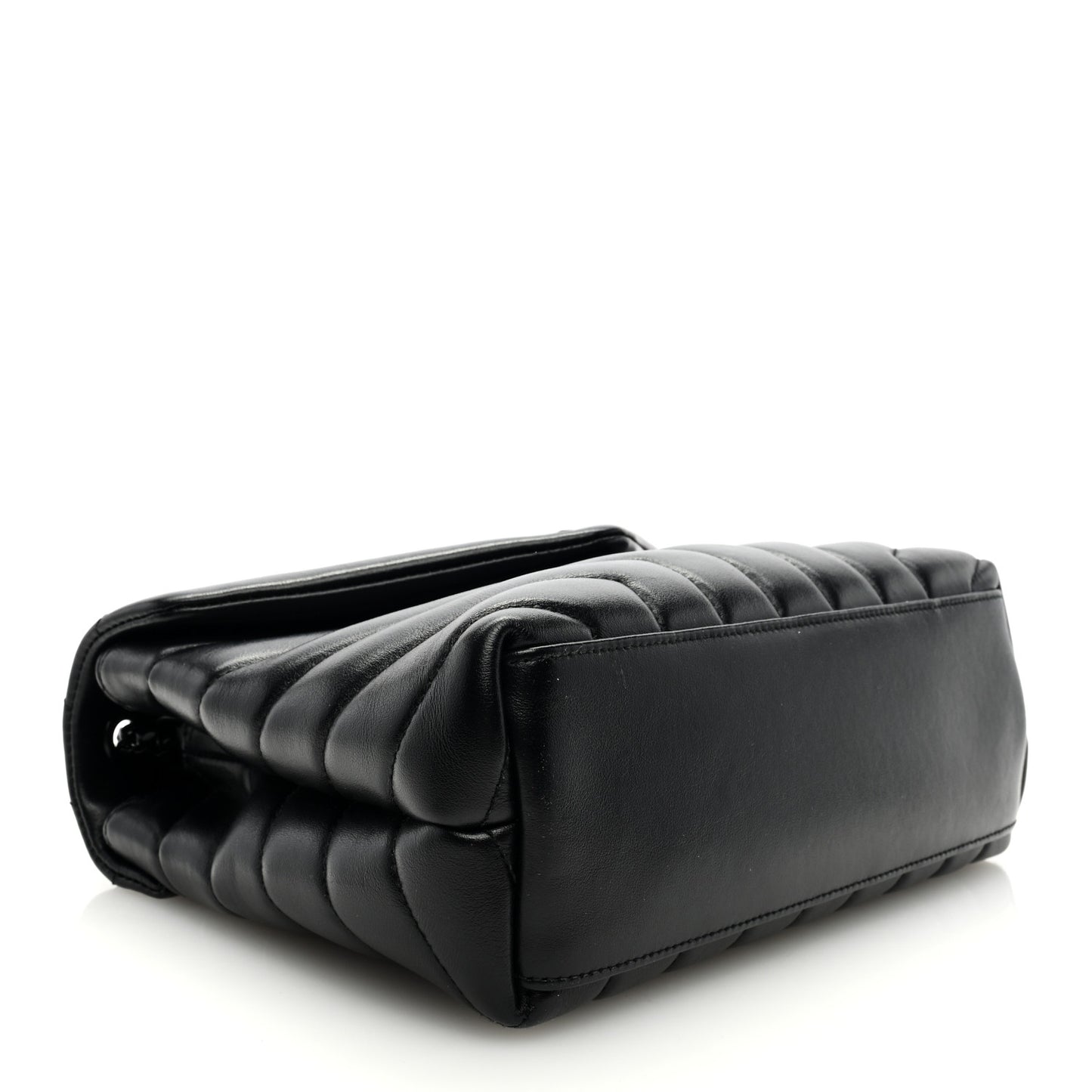 Calfskin Y Quilted Monogram Monochrome Small Loulou Chain Satchel Black