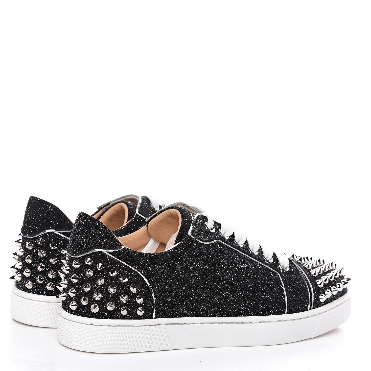 Christian Louboutin Crosta Womens Vieira Spiked Flat Comete Sneakers 35 Black Silver 4 of 9