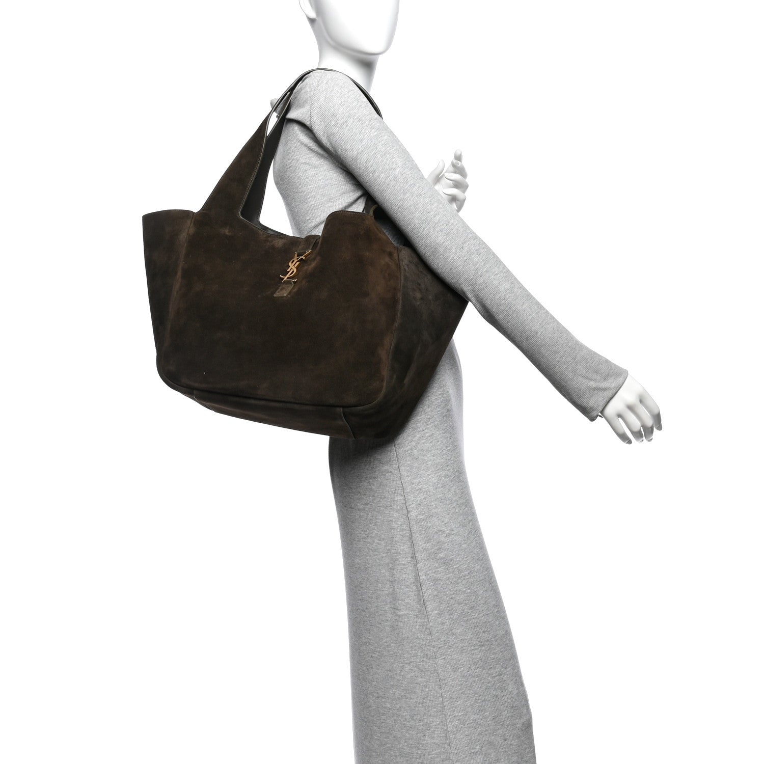 Saint Laurent Suede Bea Tote Bark Brown 2 of 11