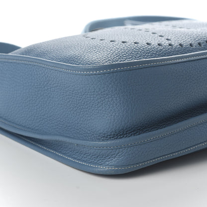 Hermes Taurillon Clemence Evelyne III GM Blue Jean 7 of 9