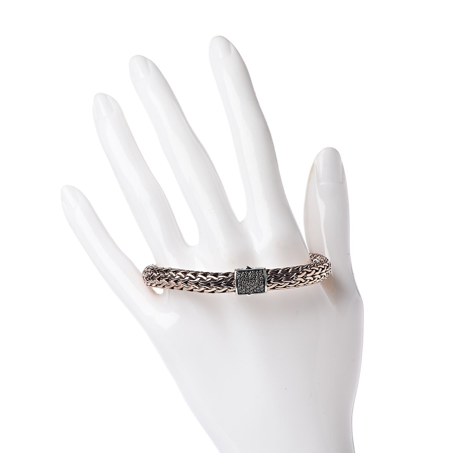 John Hardy Sterling Silver Bronze Brown Diamond 7.5mm Classic Chain Bracelet 2 of 4
