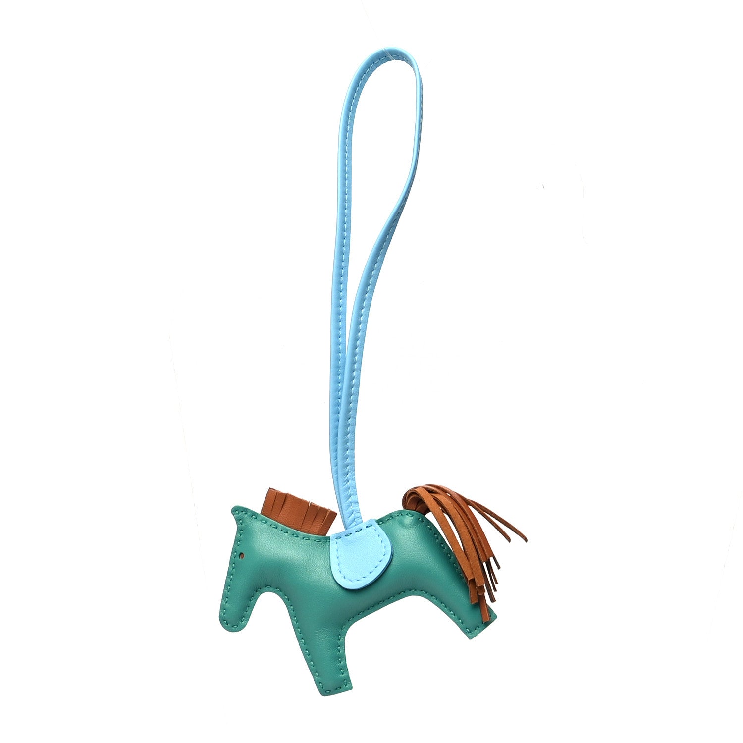 Hermes Milo Lambskin Grigri Rodeo Horse Bag Charm PM Vert Verone Gold Celeste 1 of 4