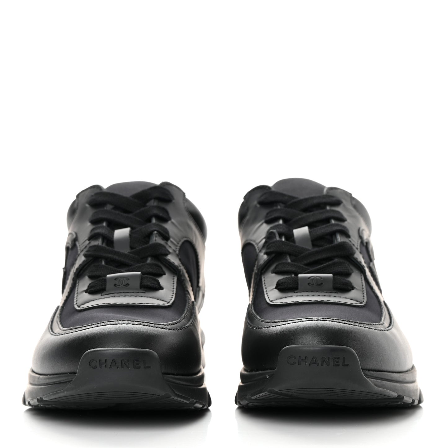 Fabric Calfskin Suede Mens CC Uniform Sneakers 41 Black