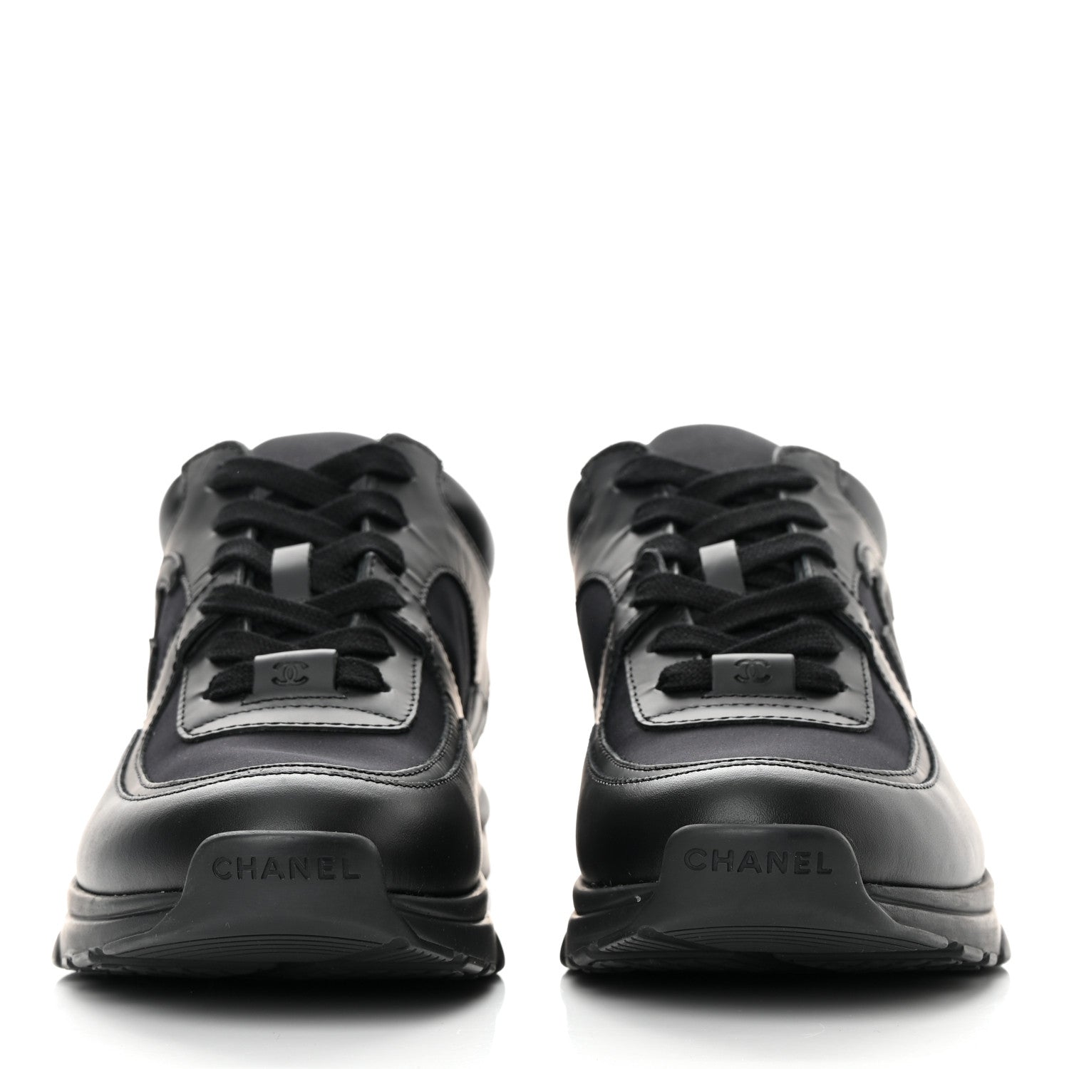 Chanel Fabric Calfskin Suede Mens CC Uniform Sneakers 41 Black 2 of 10