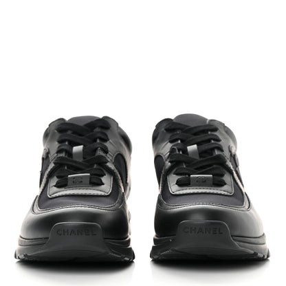 Chanel Fabric Calfskin Suede Mens CC Uniform Sneakers 41 Black 2 of 10