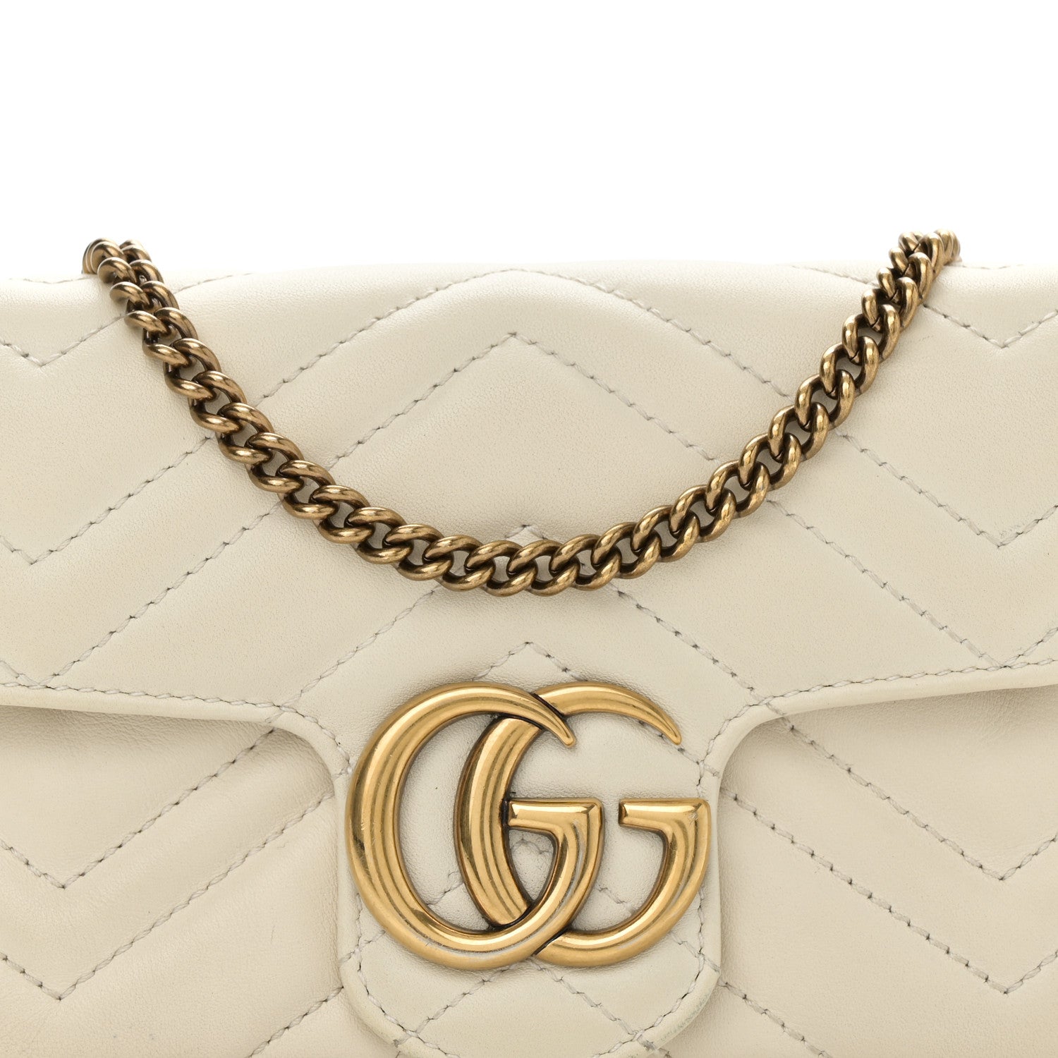 Gucci Calfskin Matelasse Super Mini GG Marmont Shoulder Bag White 8 of 11