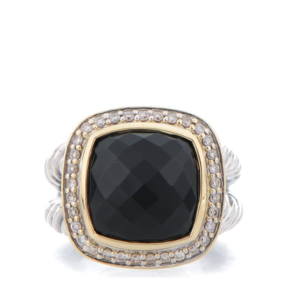 David Yurman Sterling Silver 18K Yellow Gold Diamond Black Onyx 11mm Albion Ring 51 5.75 1 of 4