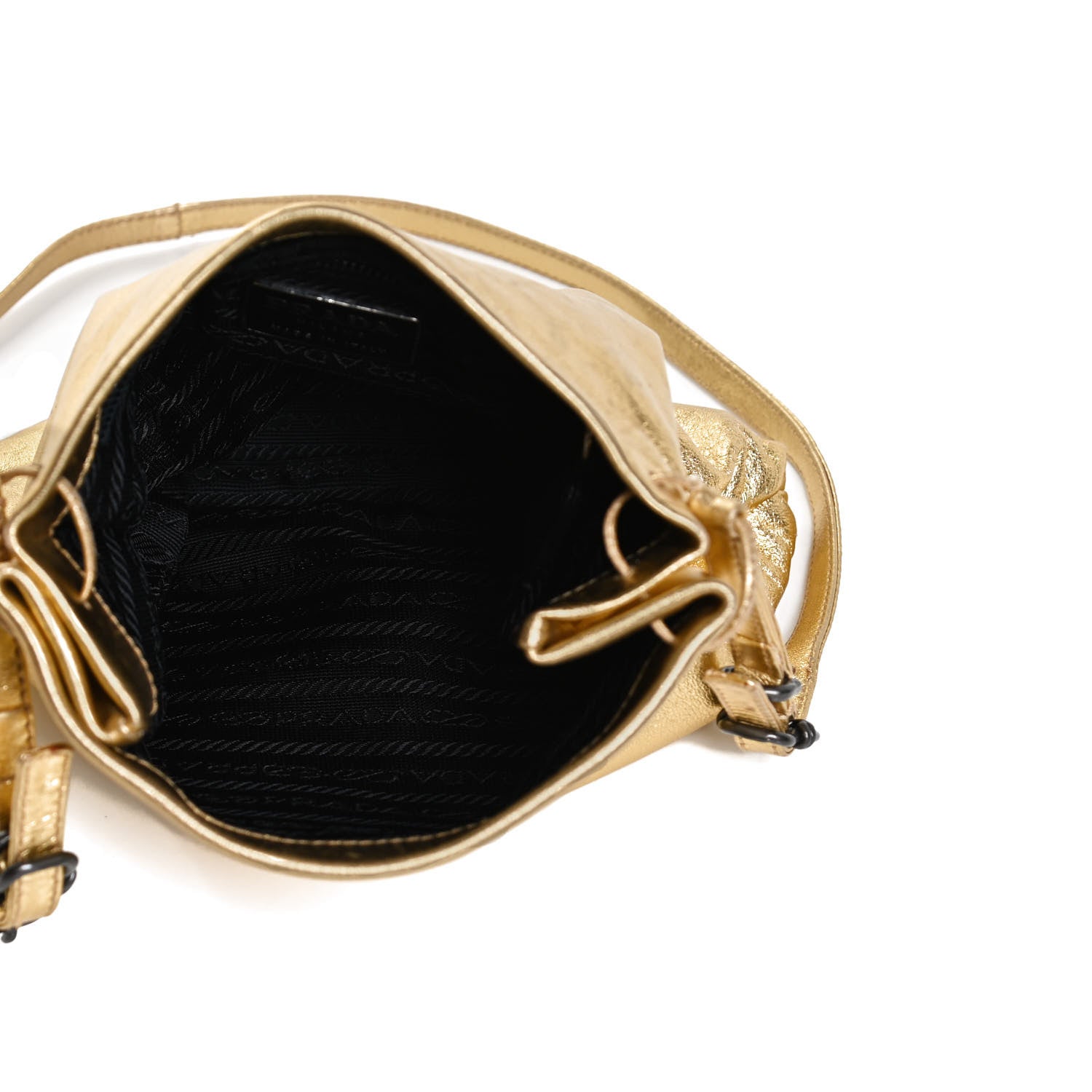 Prada Metallic Nappa Crossbody Gold 5 of 11