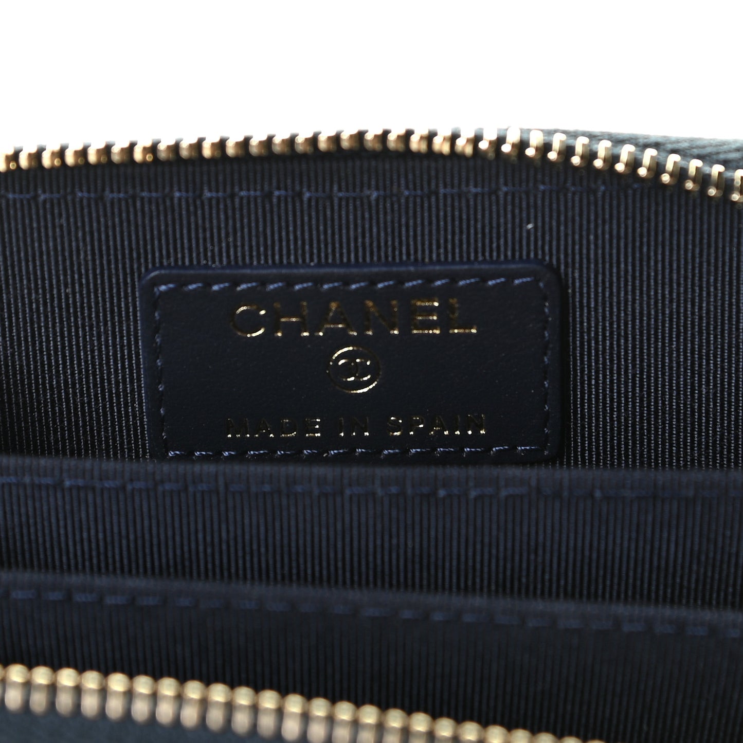 Caviar Quilted Zip Coin Purse Navy Blue