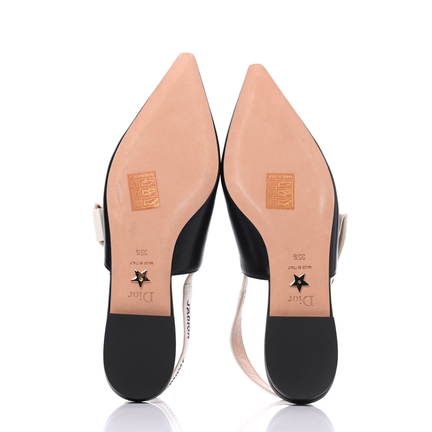 Lambskin Ribbon J'Adior Slingback Ballet Flats 35.5 Black