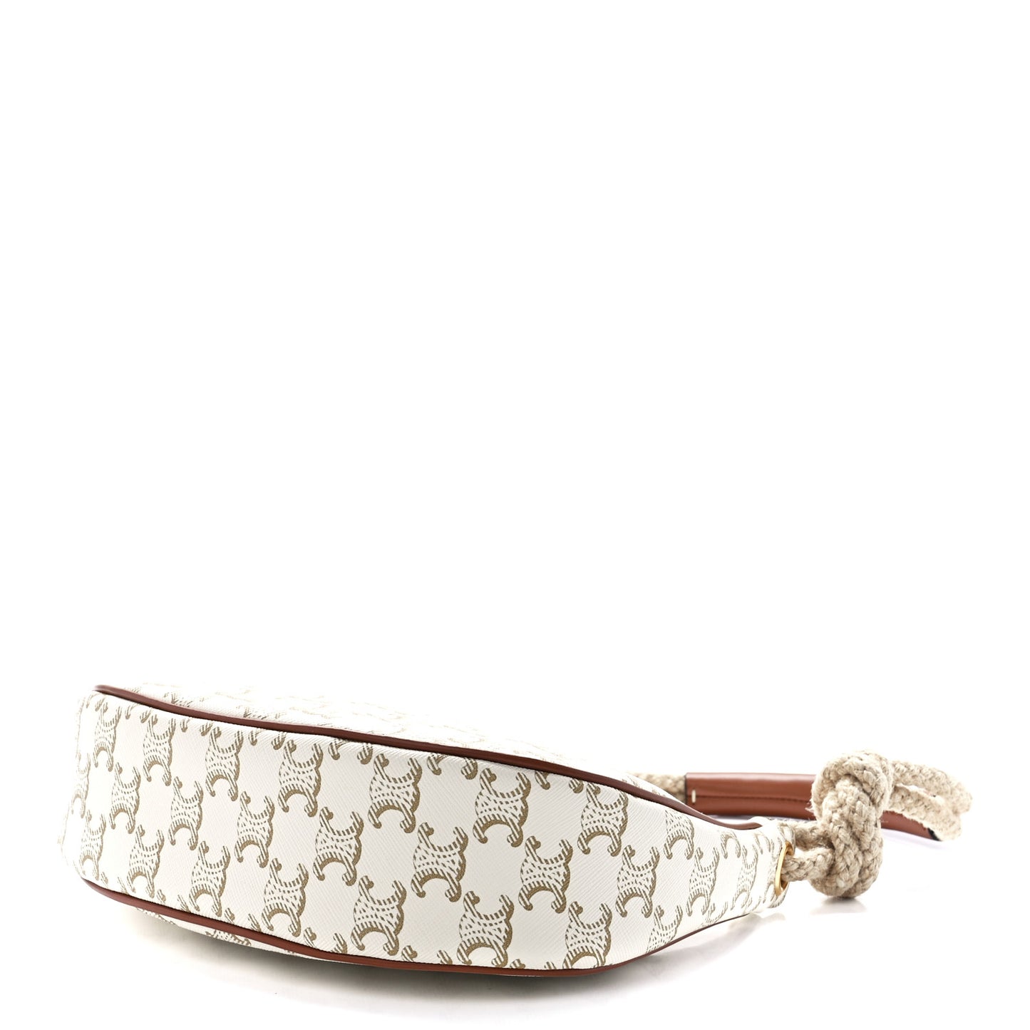 Canvas Calfskin Ava Rope Triomphe Shoulder Bag White
