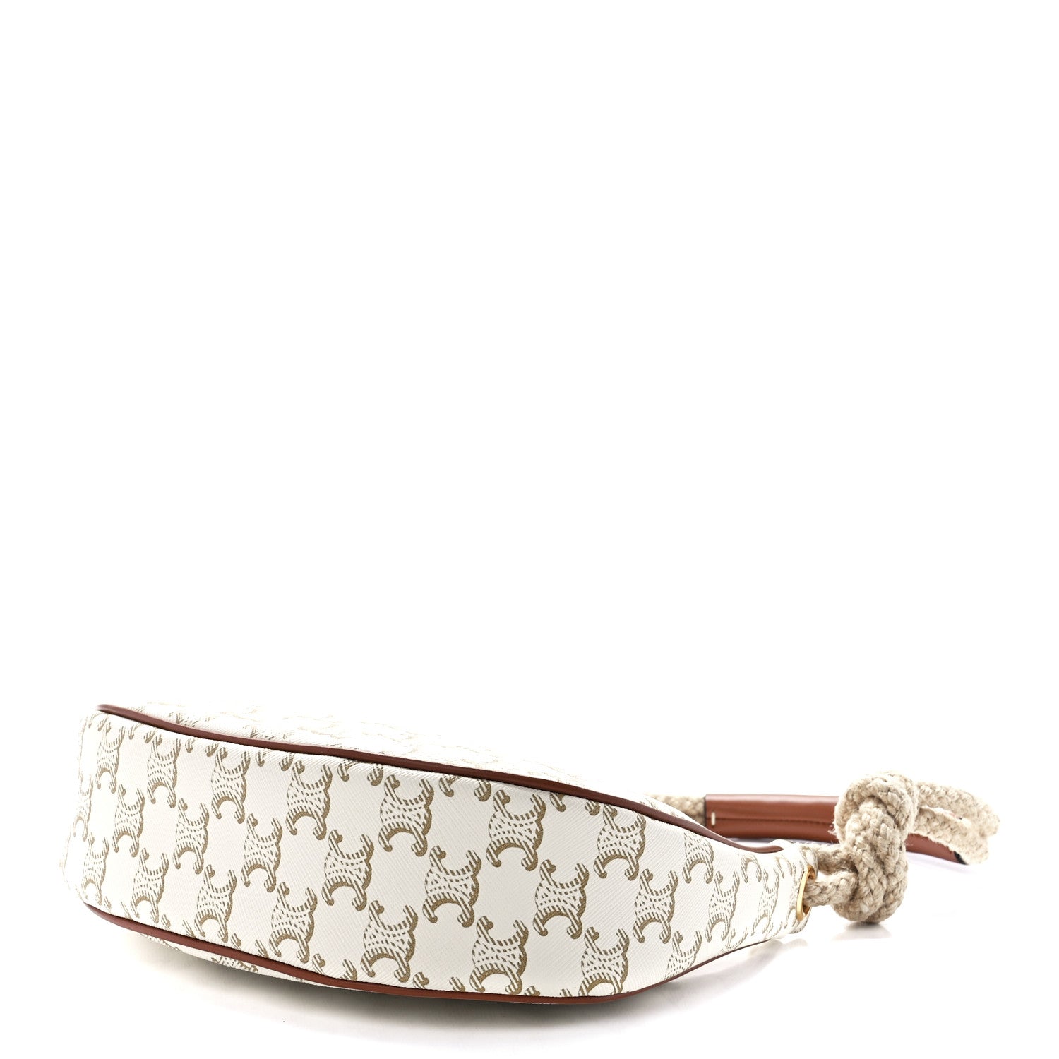 Celine Canvas Calfskin Ava Rope Triomphe Shoulder Bag White 10 of 12