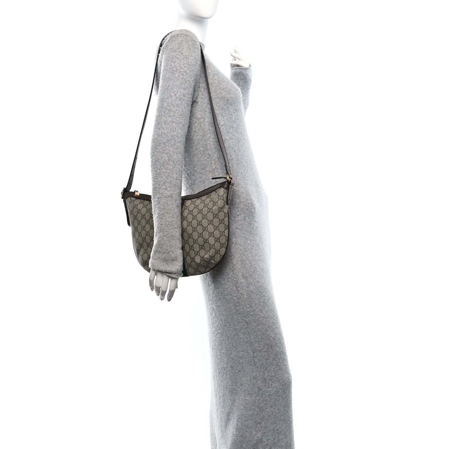 Gucci GG Supreme Monogram Web Small Ophidia Half Moon Hobo Brown 2 of 10