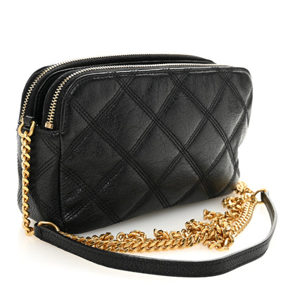 Saint Laurent Grained Lambskin Quilted Mini Becky Double Zip Bag Black 3 of 14