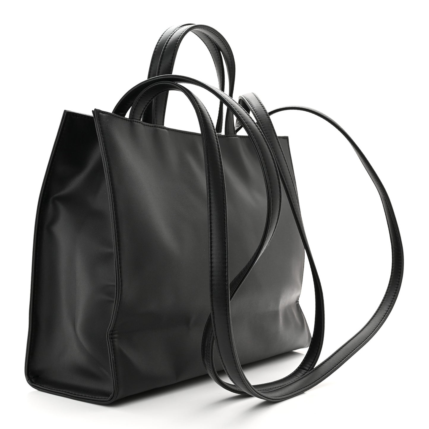 Vegan Leather Medium Shopping Bag Black