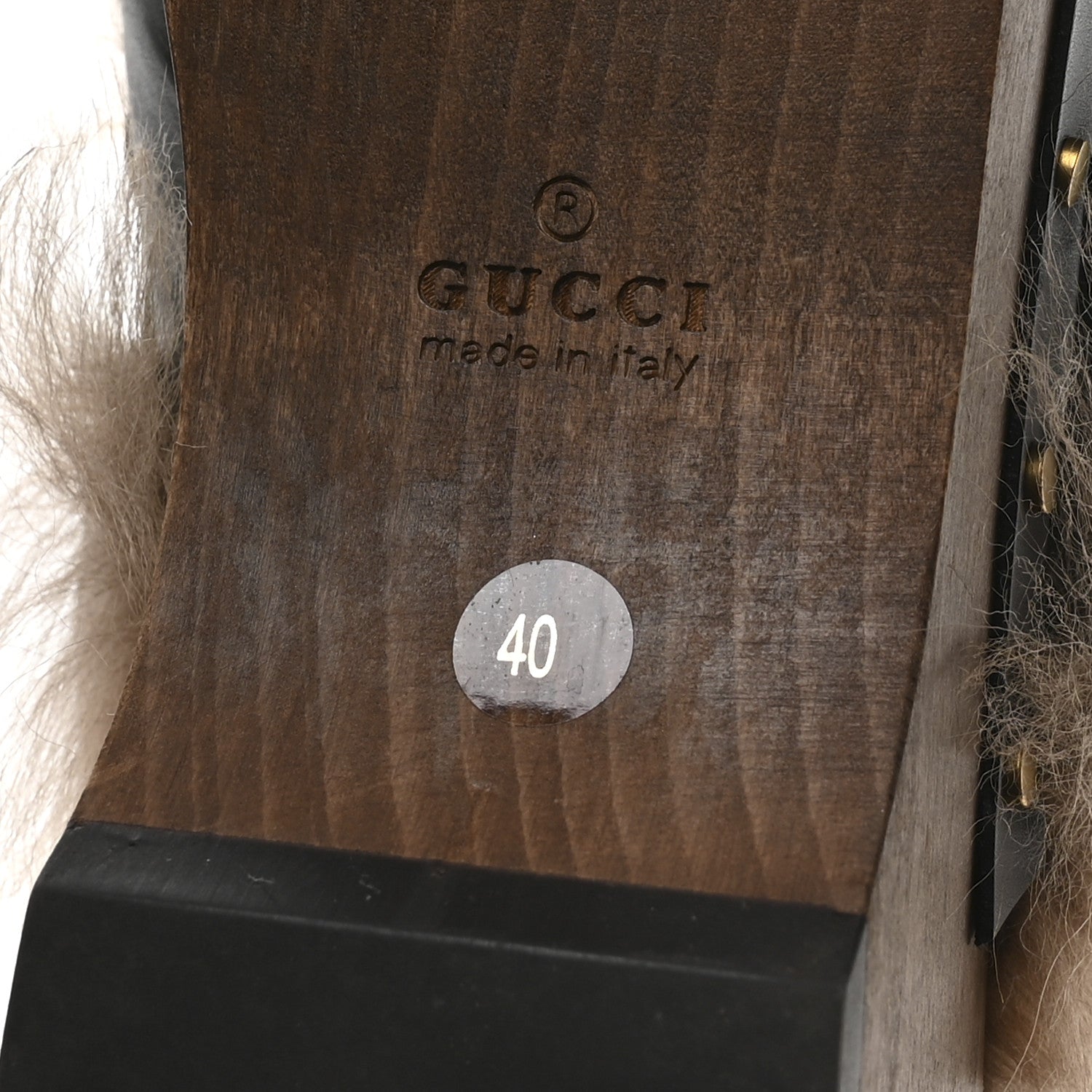 Gucci Calfskin Fur Horsebit Amstel Slingback Clogs 40 Black Naturale 7 of 8