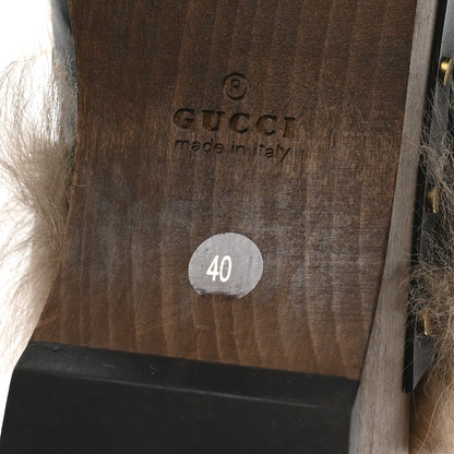 Gucci Calfskin Fur Horsebit Amstel Slingback Clogs 40 Black Naturale 7 of 8