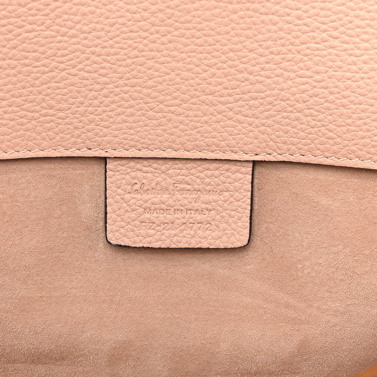 Salvatore Ferragamo Hammered Calfskin Medium Studio Top Handle Bag Beige 7 of 13