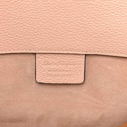 Salvatore Ferragamo Hammered Calfskin Medium Studio Top Handle Bag Beige 7 of 13