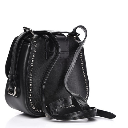 Miu Miu Goatskin Madras Soft Calfskin Crystal Embellished Lady Saddle Black 3 of 12