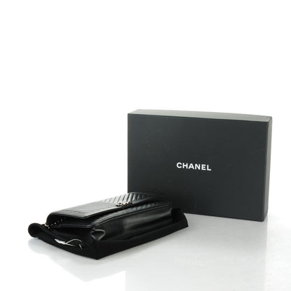 Chanel Calfskin Chevron Boy Wallet On Chain WOC Black 4 of 8