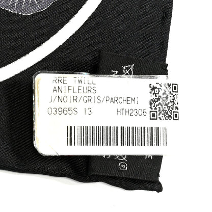 Hermes Silk Planifleurs Scarf 90 Black Gris Parchemin 3 of 4